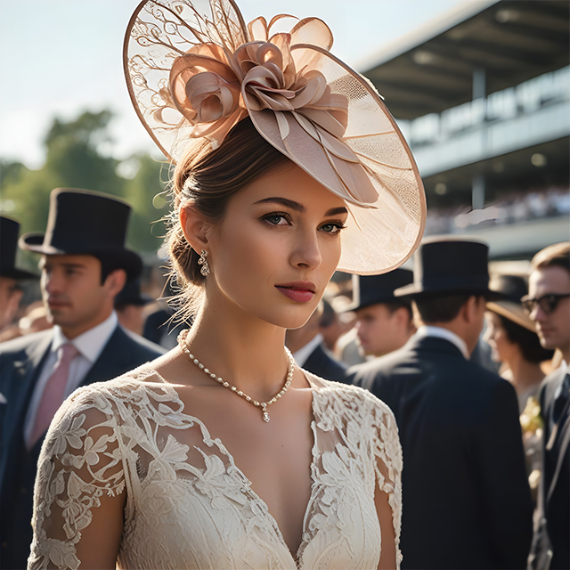 Happy racegoers at a horse racing meeting